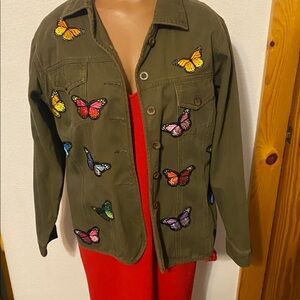 Butterfly Patch Military Jacket Junior’s Size M/L